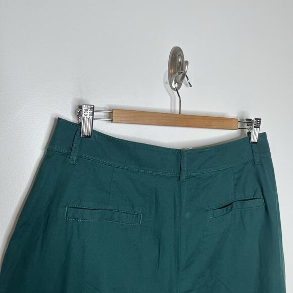 Loft Pleated Wide Leg Cropped Pants Green Womens Size 8 High Rise Trousers Work - Picture 7 of 8